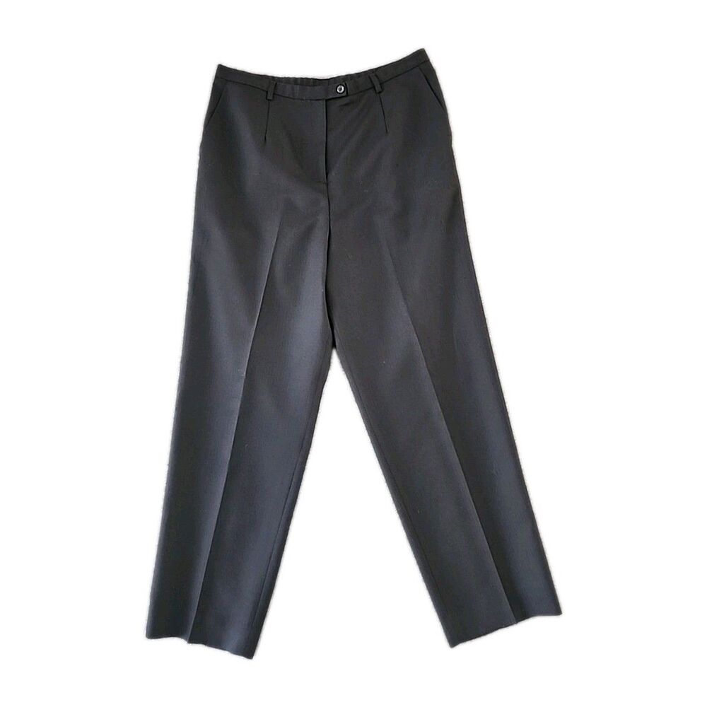 Pendleton Dress Pants Womens Size 18 Black Virgin Wool Pleated 36x31 Unlined